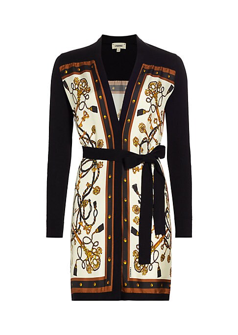 Silk-Panel Knit Cardigan