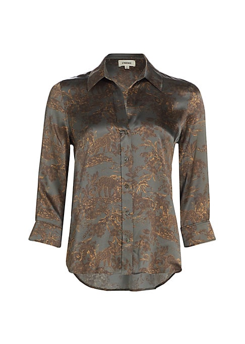 Silk Print Button Blouse