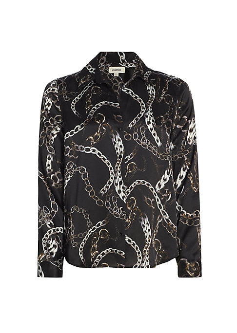Silk Chain-Print Blouse