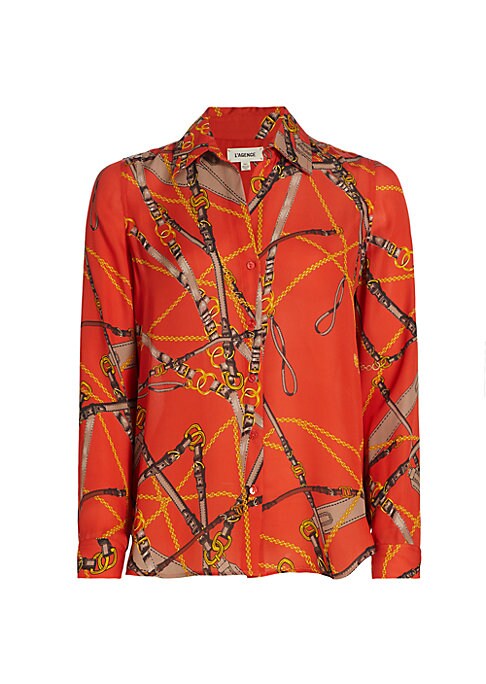 Chic Chain-Print Silk Top