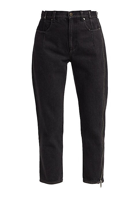 Zip Detail Tapered Jeans