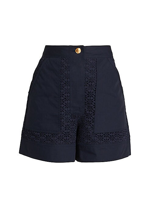 Embroidered Cotton Utility Shorts