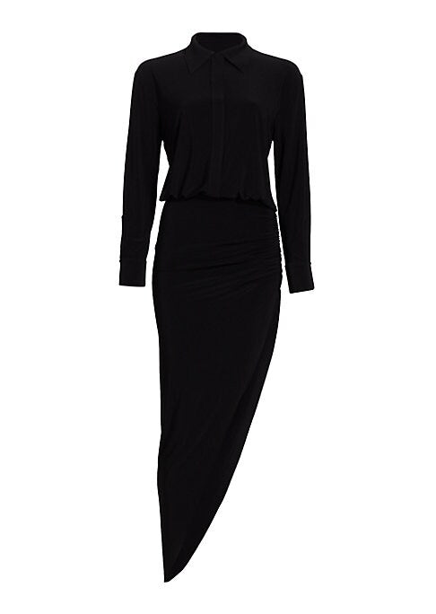 Draped Asymmetric Midi Dress