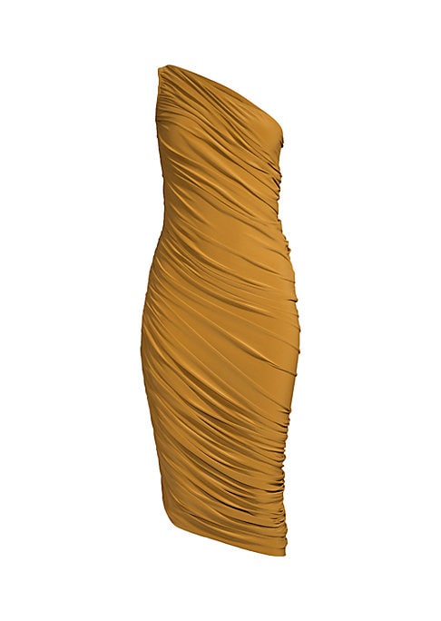 Asymmetric Ruched Midi Dress