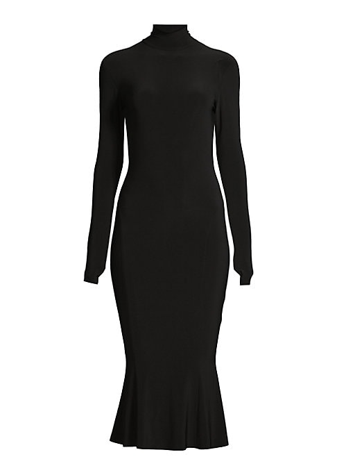 Turtleneck Back-Cut Midi Dress
