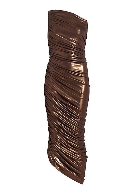 Metallic Ruching Midi Dress