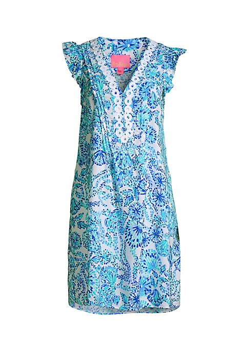 Embroidered Ruffle Dress