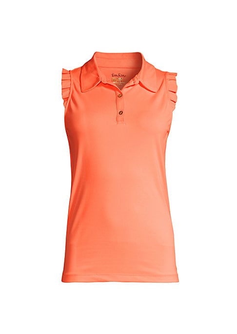 Ruffled Sleeveless Polo Top