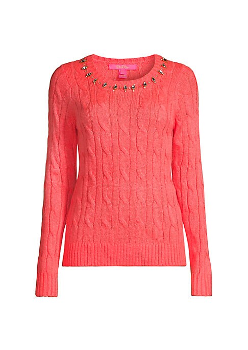 Rhinestone Cable Knit Sweater