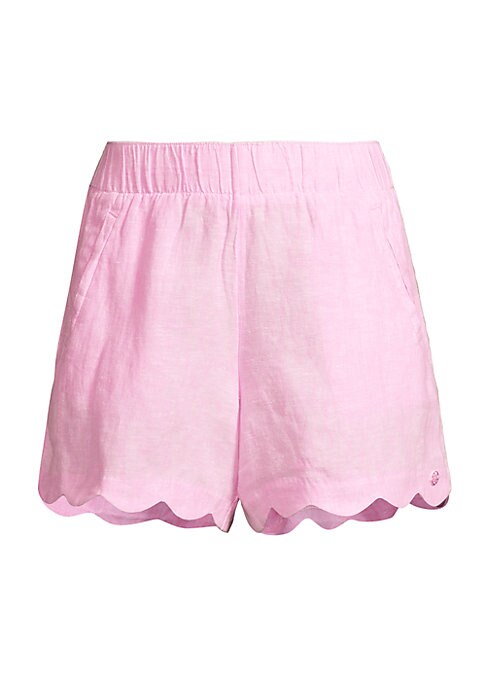 Scalloped Linen Summer Shorts