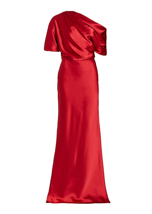 Draped Satin Evening Dress