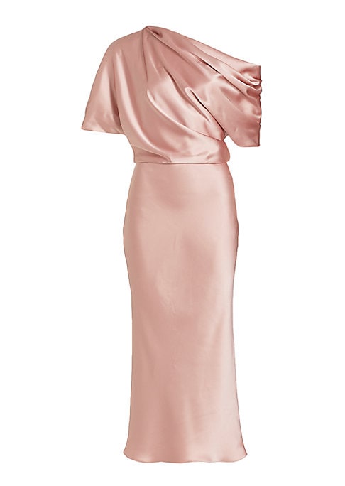 Satin One-Shoulder Midi Dress
