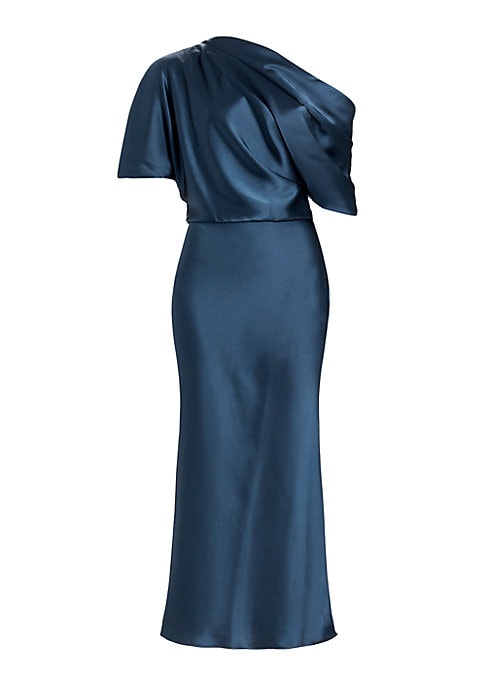 Satin Draped Midi Dress