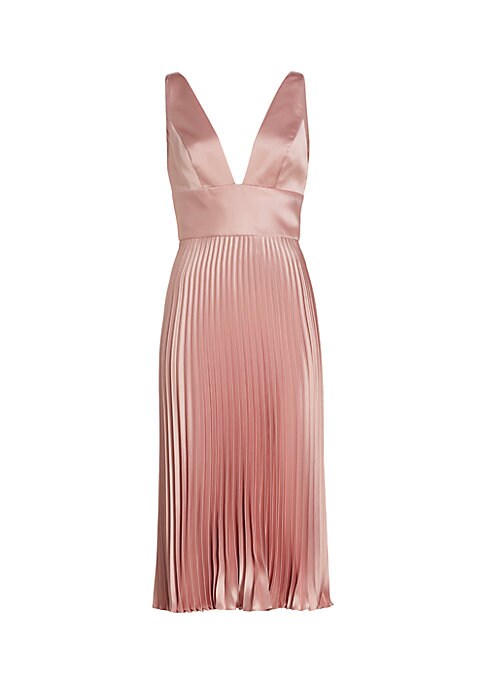 Plunge Pleat Midi Dress