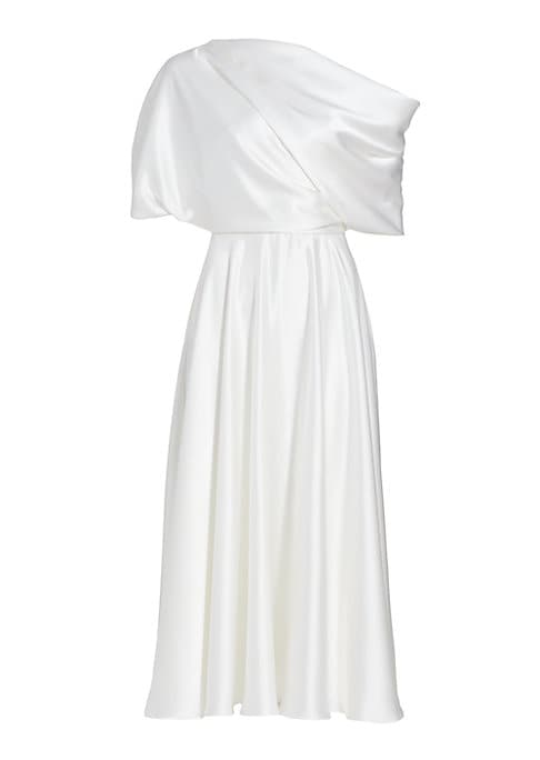 Lustrous Draped Midi Dress