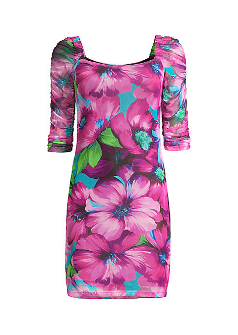 Floral Ruched Mini Dress