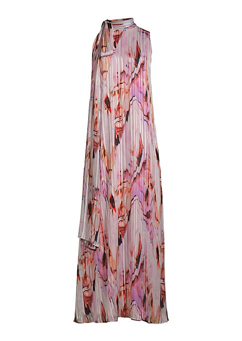Metallic Pleat Maxi Dress