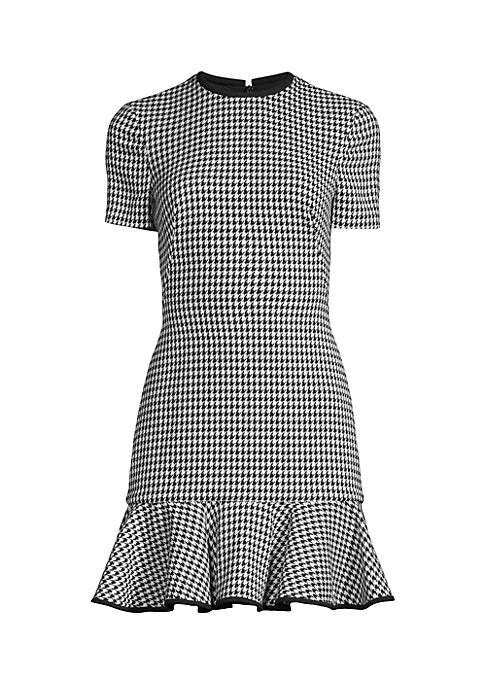 Chic Houndstooth Ruffle Dress