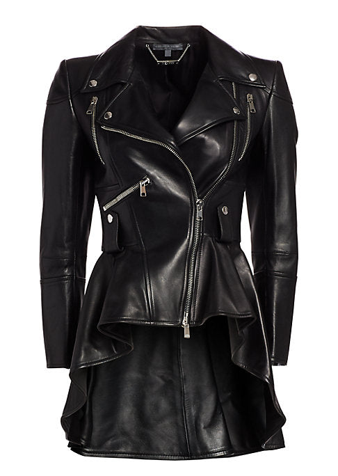 Peplum Leather Moto Jacket