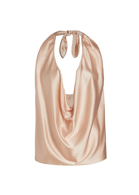 Drape-Neck Silk Top