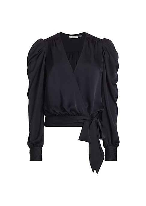 Radiant Satin Wrap Blouse
