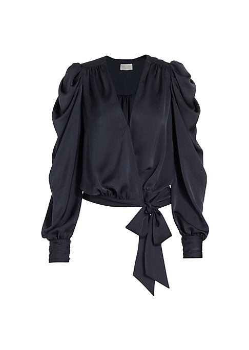 Radiant Satin Wrap Blouse