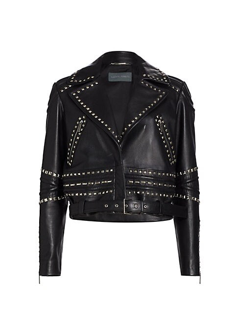 Studded Leather Crop Jacket