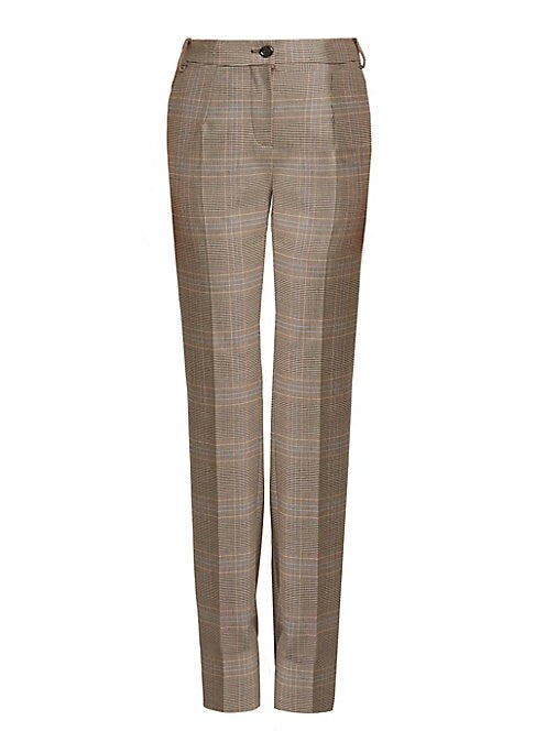 Plaid Stretch Tailored Trousers