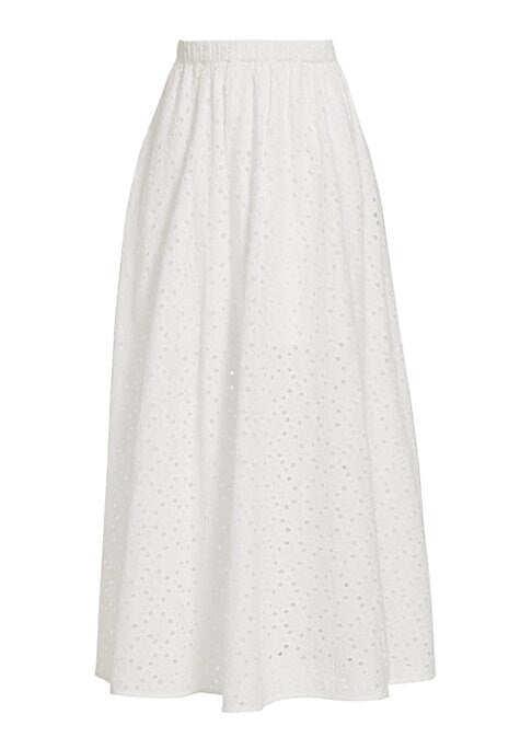 Cotton Eyelet Midi Skirt