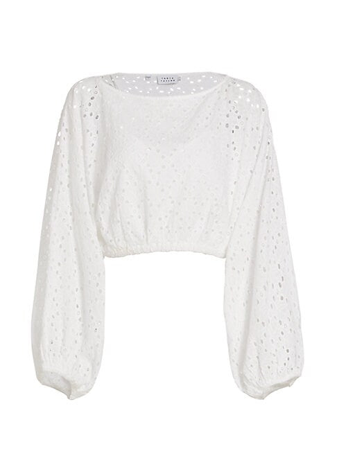 Balloon Sleeve Eyelet Top