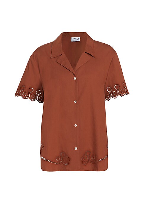 Breezy Eyelet Button Top