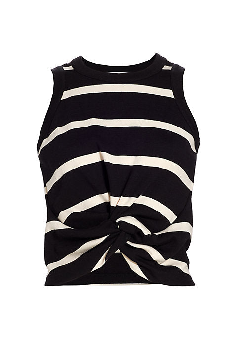 Cropped Striped Knit Top