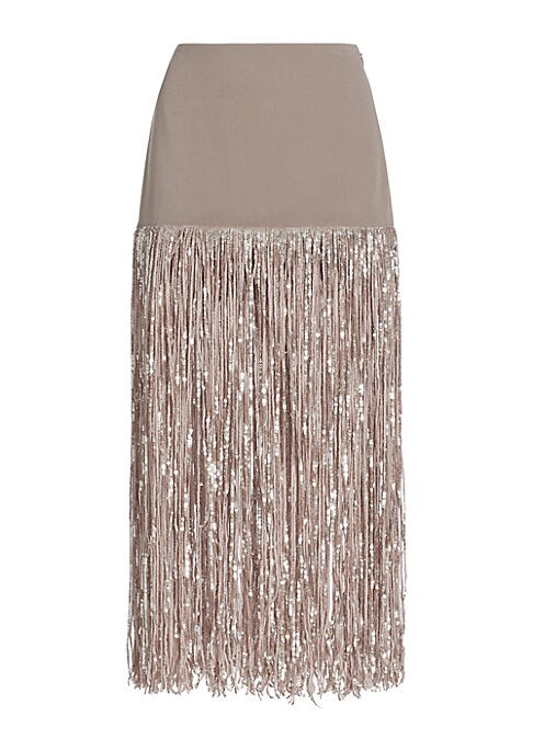 Shimmering Fringe Maxi Skirt