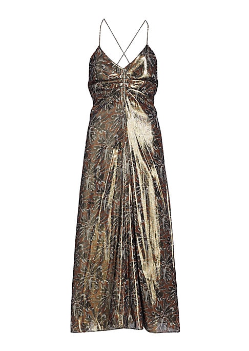 Metallic Floral Midi Dress