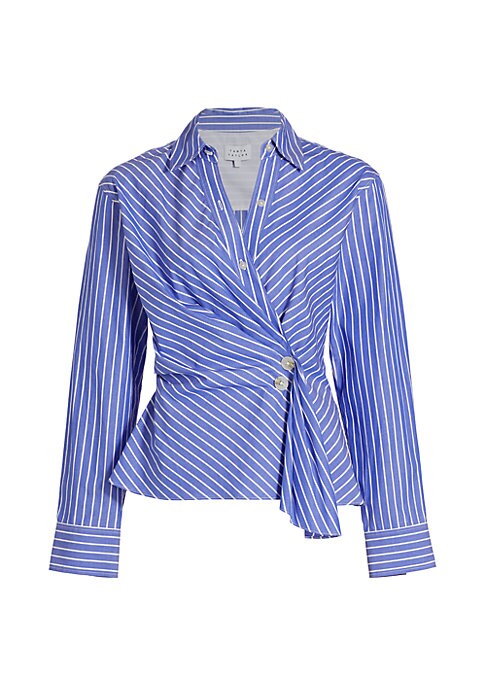 Striped Wrap Cotton Blouse