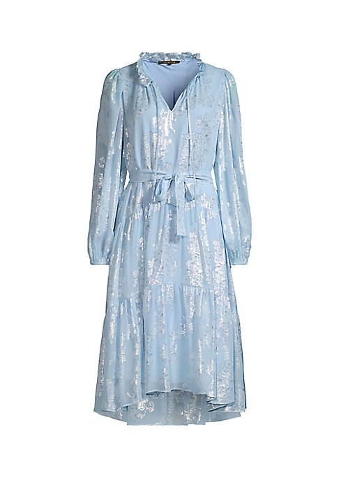 Metallic Ruffle Midi Dress