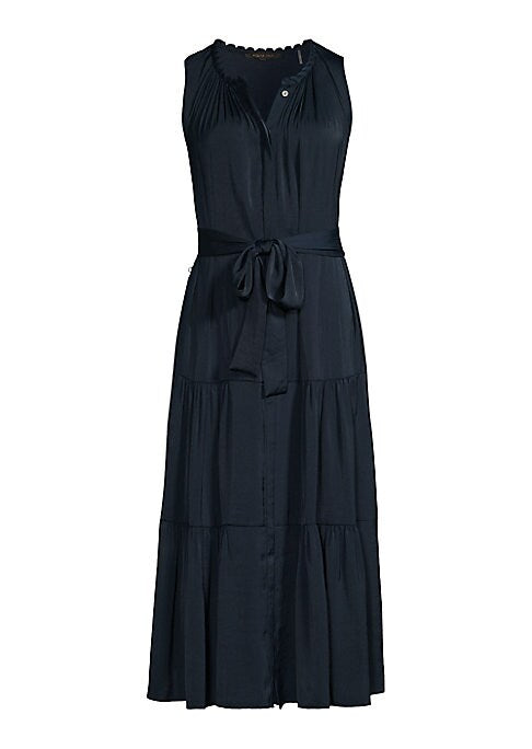 Tiered Satin Midi Dress