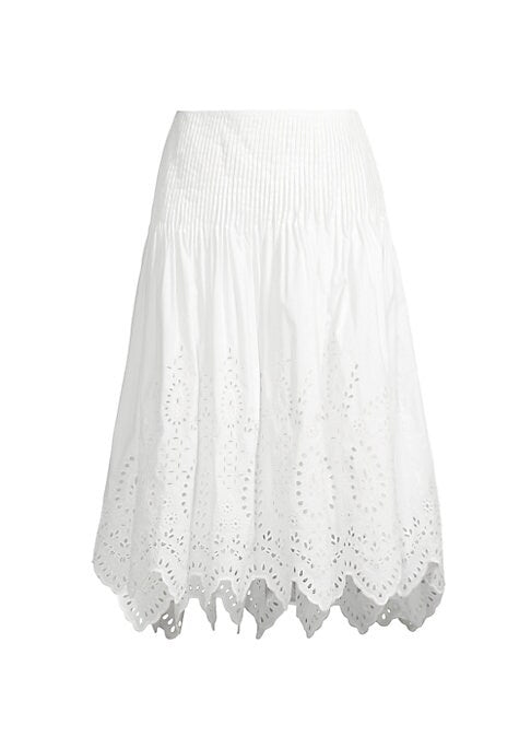 Embroidered Cotton Midi Skirt