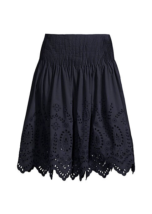 Embroidered Cotton Midi Skirt