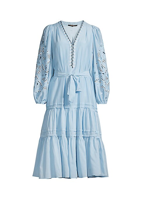Embroidered Balloon Sleeve Dress