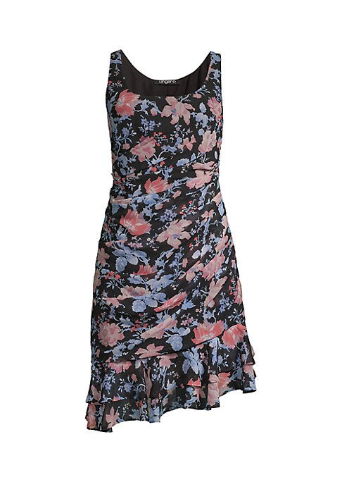 Floral Ruffle Asymmetric Dress