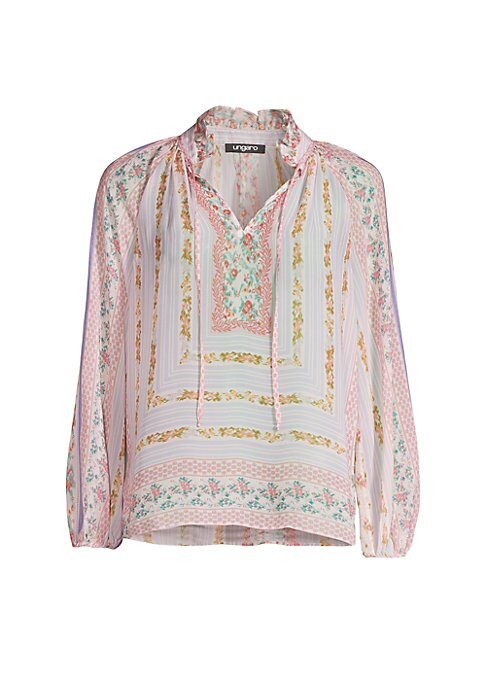 Floral Ruffle Tie Blouse