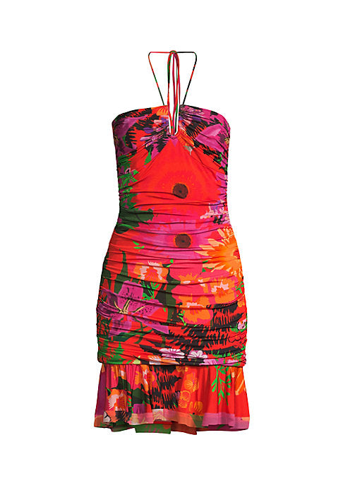 Tropical Ruffle Mini Dress
