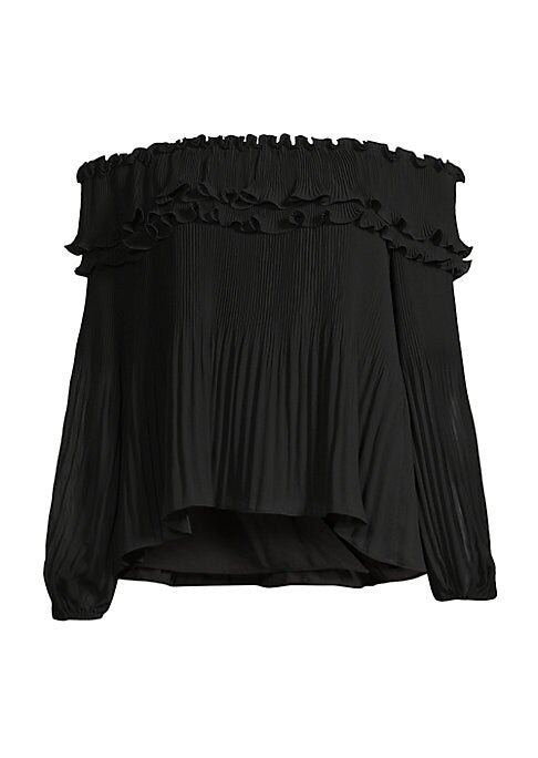Ruffled Chiffon Off-Shoulder Top