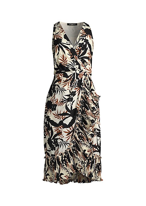 Satin Ruffle Wrap Dress
