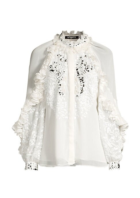 Sequined Ruffle Blouse