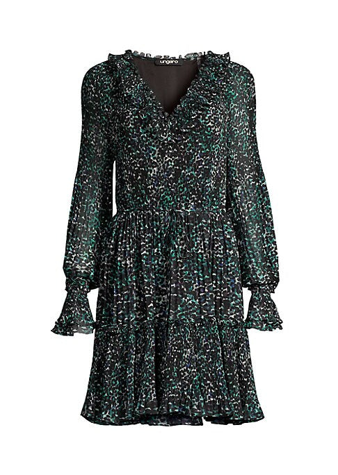 Leopard Print Pleated Dress