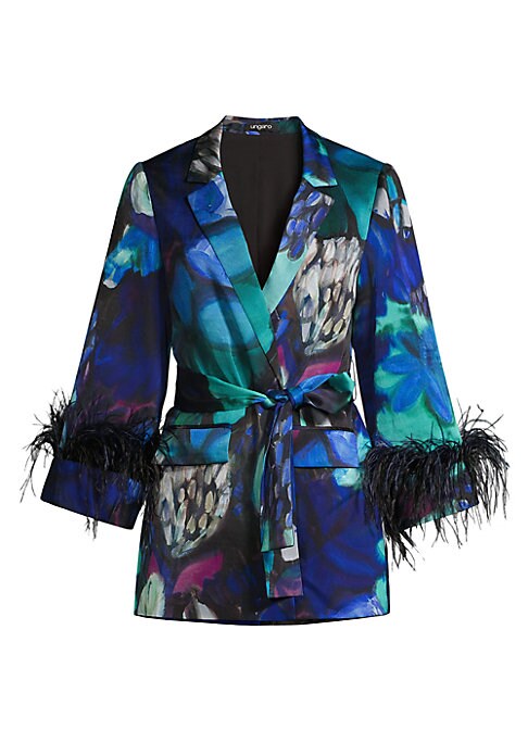 Floral Feathered Tie Jacket