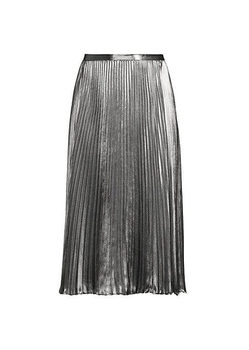 Gleaming Plissé Midi Skirt
