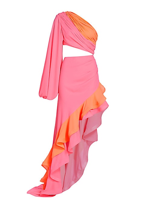 Bold Ruffle Asymmetrical Gown